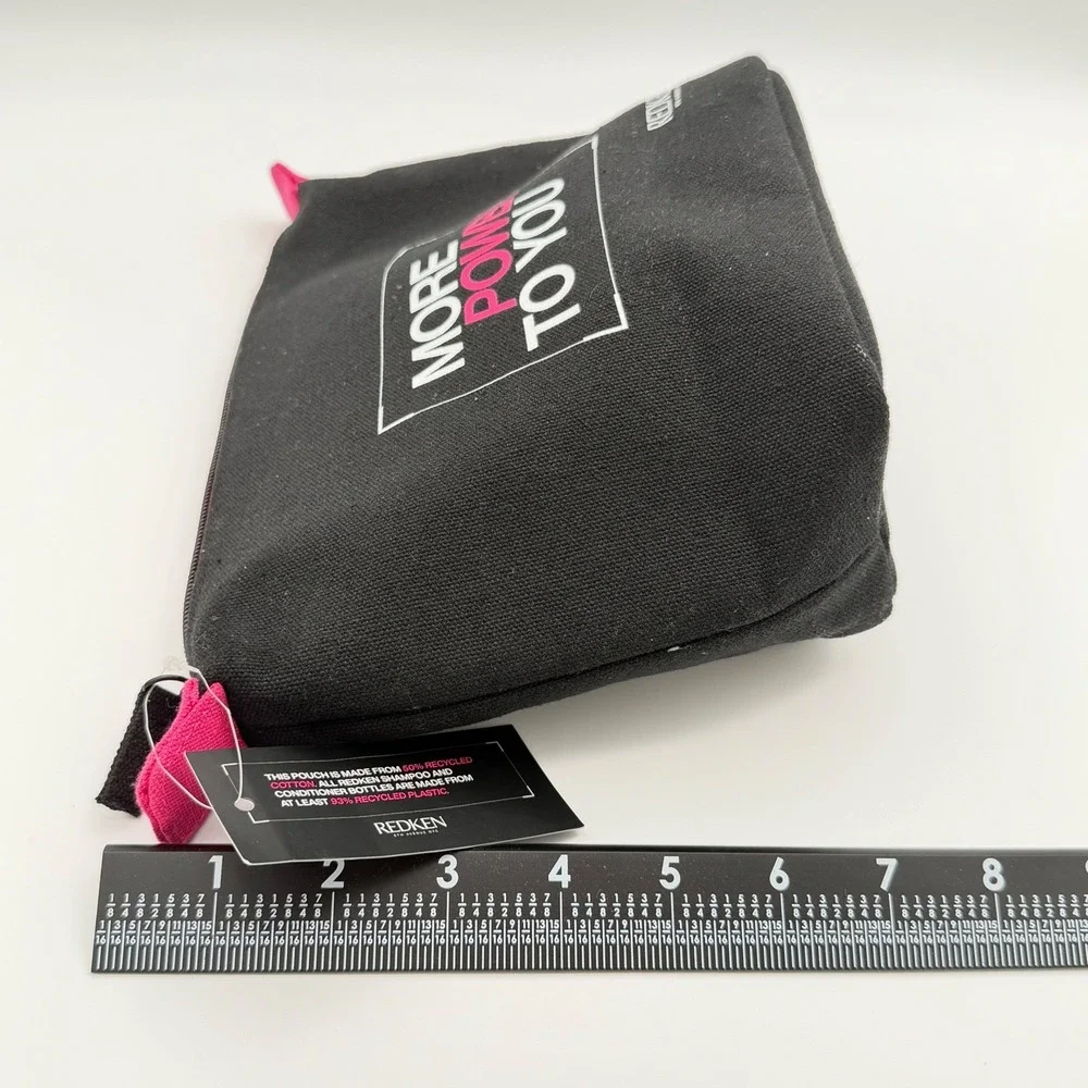 Redken More Power To You‎ Black Canvas Cosmetic Makeup Bag Travel Pouch NWT